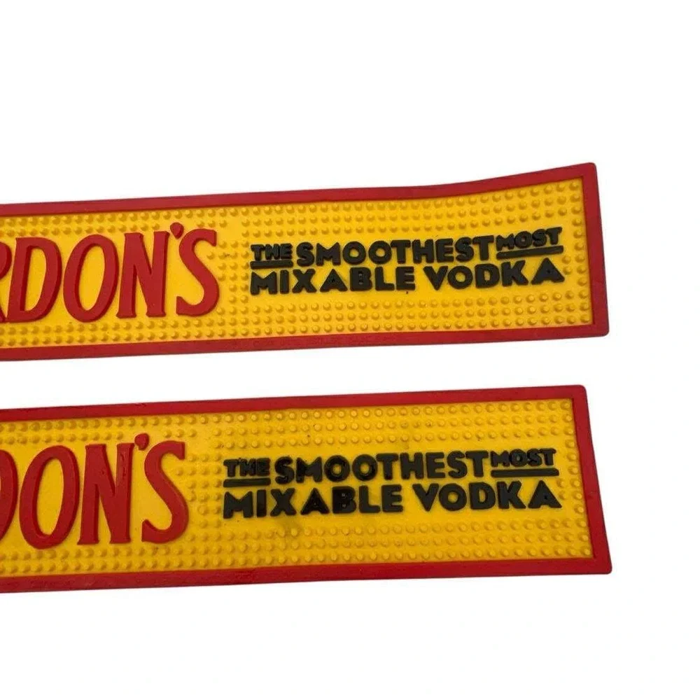 Gordons Gin Vodka Bar Spill Mat Rubber Rail Runner Barware Pub Home Bar Set of 2